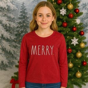 Rae Dunn MERRY Red Christmas Shirt